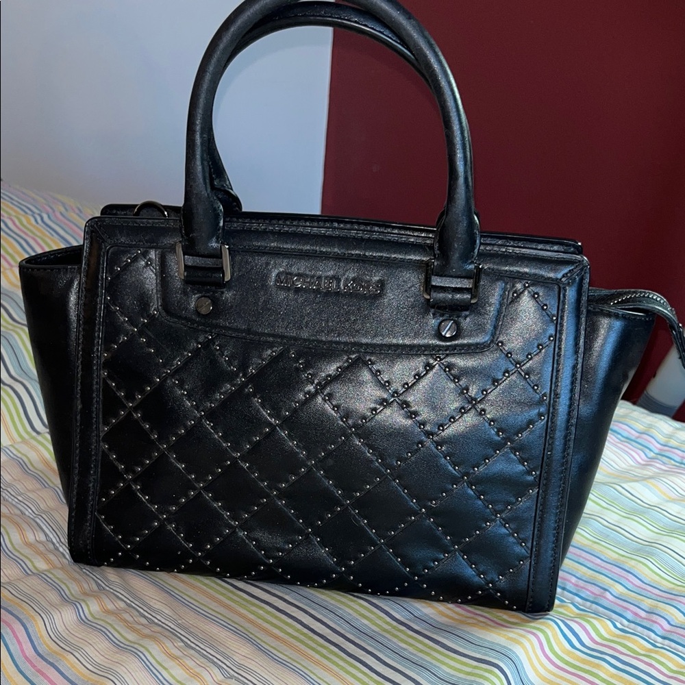 Michael Kors Black Studded Quilted‎ Satchel